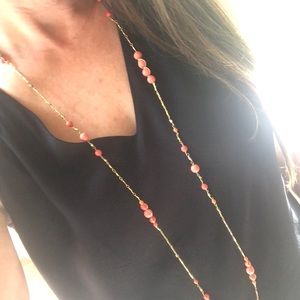 Coral beaded long necklace